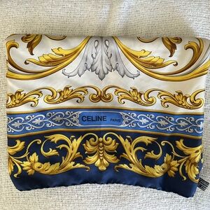 CELINE Gold and Blue Baroque scarf